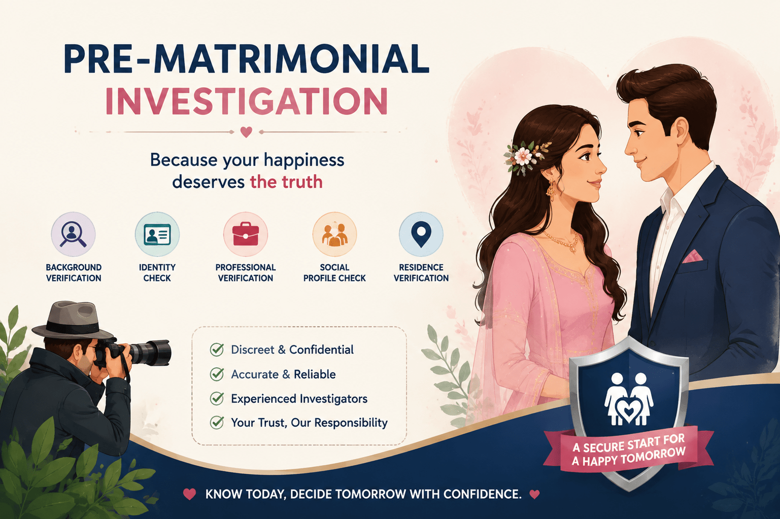 Pre-Matrimonial Investigation Services, Matrimonial Background Verification, Pre-Marriage Background Check